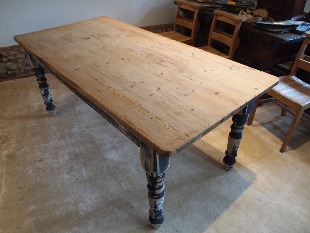 Table Edwardian Pine scrub top refectory dining table c1910