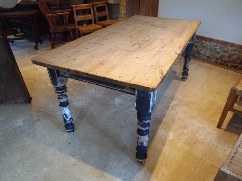 Table Edwardian Pine scrub top refectory dining table c1910 View V
