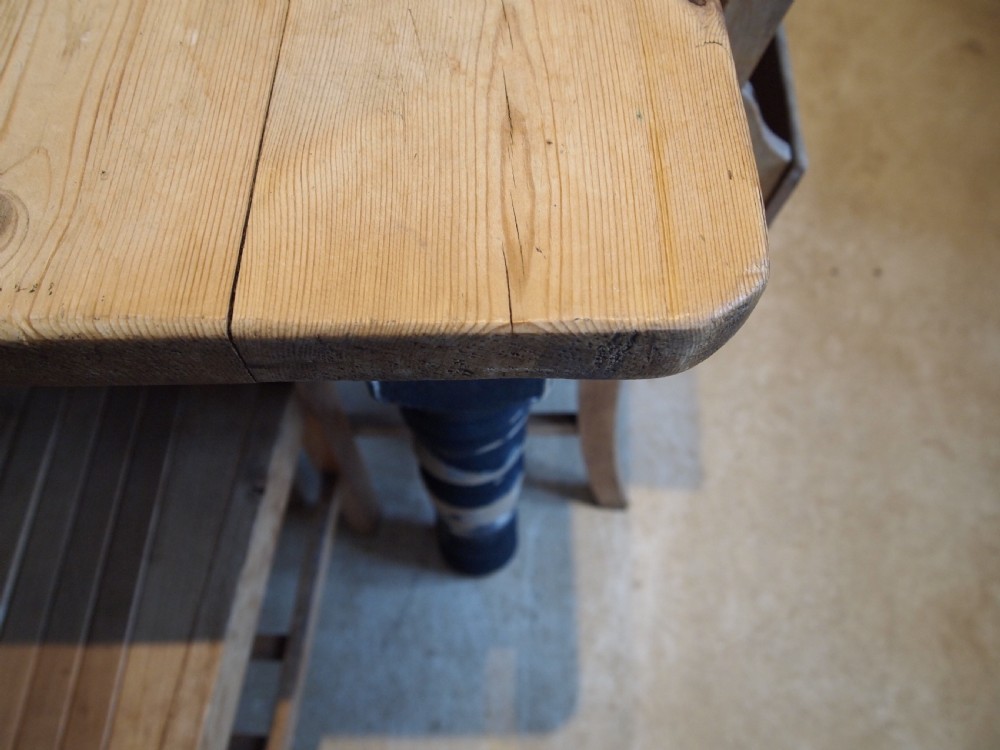 Table Edwardian Pine scrub top refectory dining table c1910 View VI