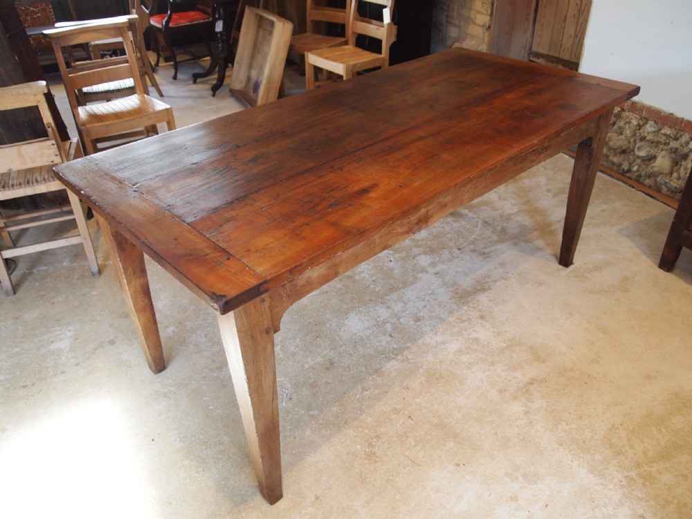 Table French Cherry wood refectory farmhouse dining c1850 View X