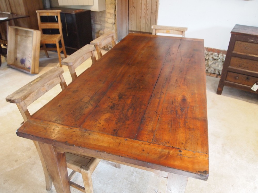 Table French Cherry wood refectory farmhouse dining c1850 View XI