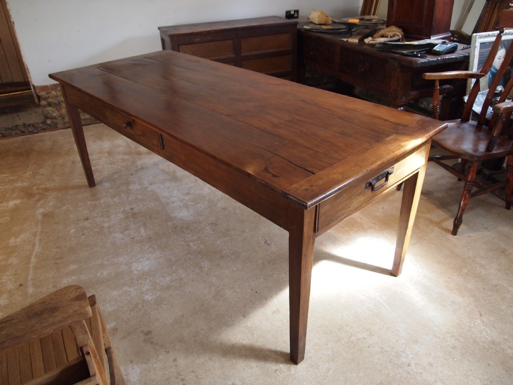 Table French Cherry wood refectory farmhouse dining c1860 View IX