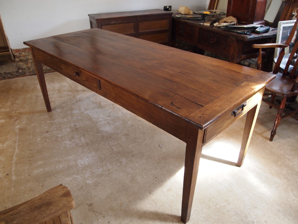 Table French Cherry wood refectory farmhouse dining c1860 View XIII