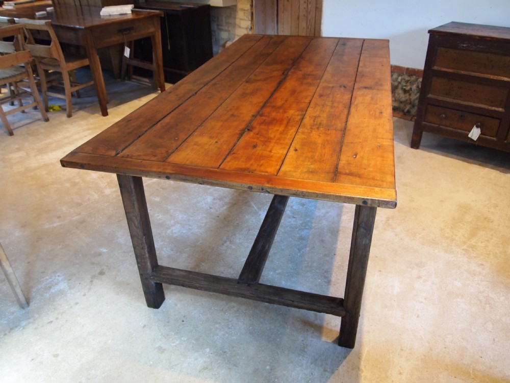 Table refectory dining farmhouse French Cherry and Chestnut c1800 View XV