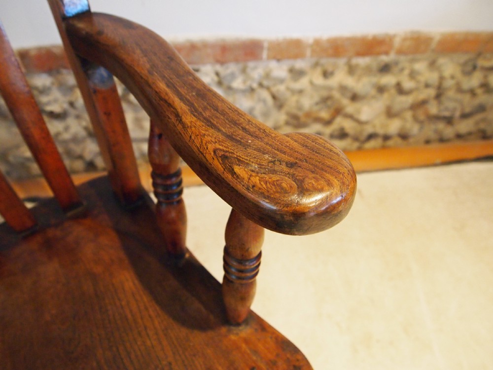 Chair stunning Grandfather Windsor armchair Beech and Elm Victorian c1870 View XII