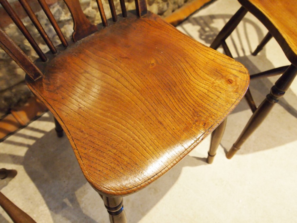 Chairs Windsor Ash and Elm kitchen dining George IV  four c1820 View X