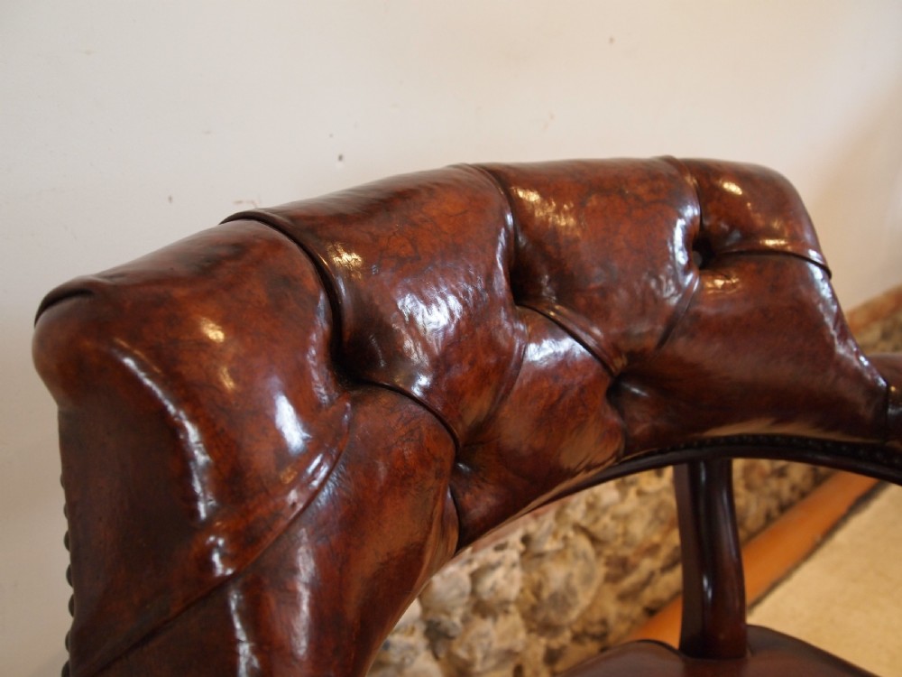 Chair outstanding Victorian Mahogany and leather desk chair c1880 View IV