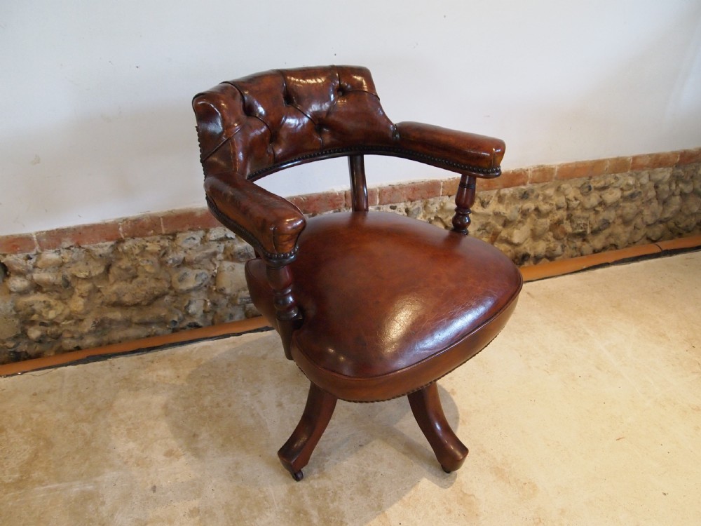 Chair outstanding Victorian Mahogany and leather desk chair c1880 View V