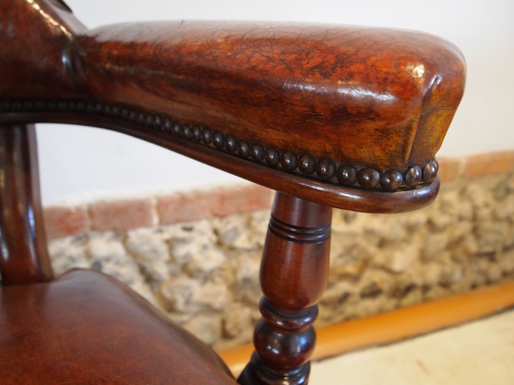 Chair outstanding Victorian Mahogany and leather desk chair c1880 View VI
