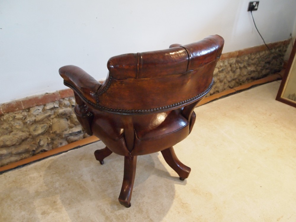 Chair outstanding Victorian Mahogany and leather desk chair c1880 View VII