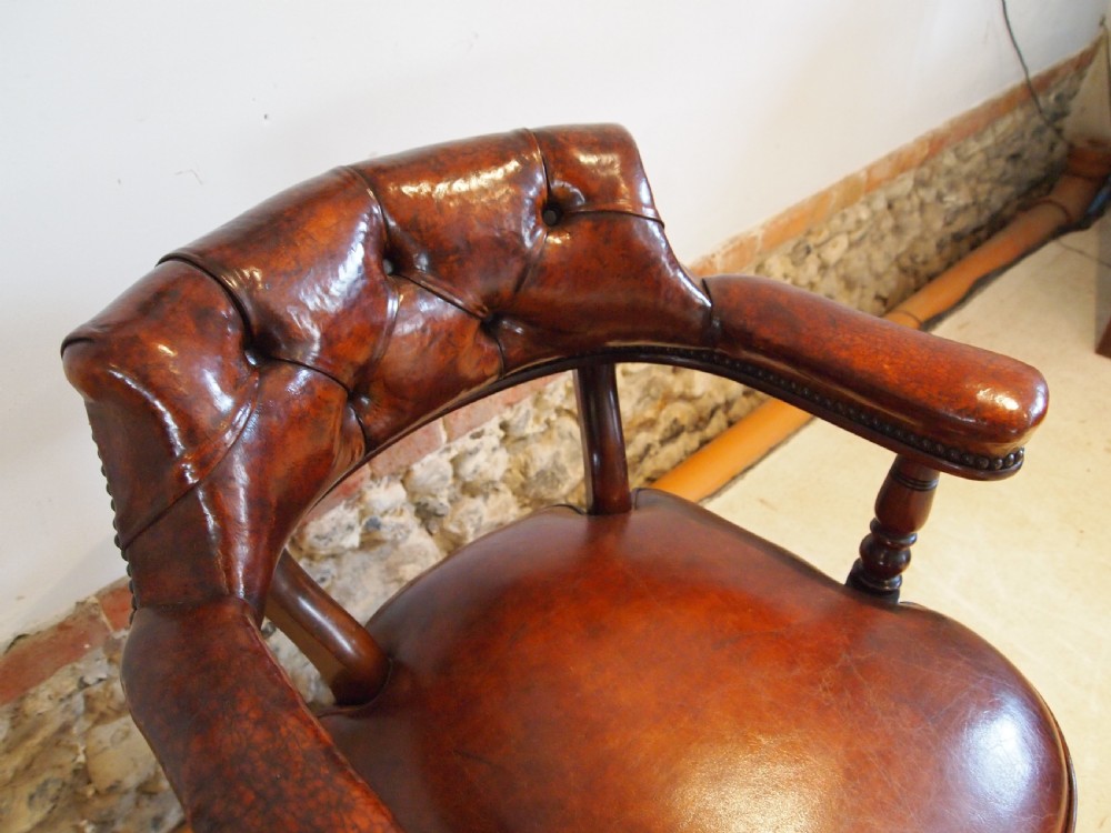 Chair outstanding Victorian Mahogany and leather desk chair c1880 View IX