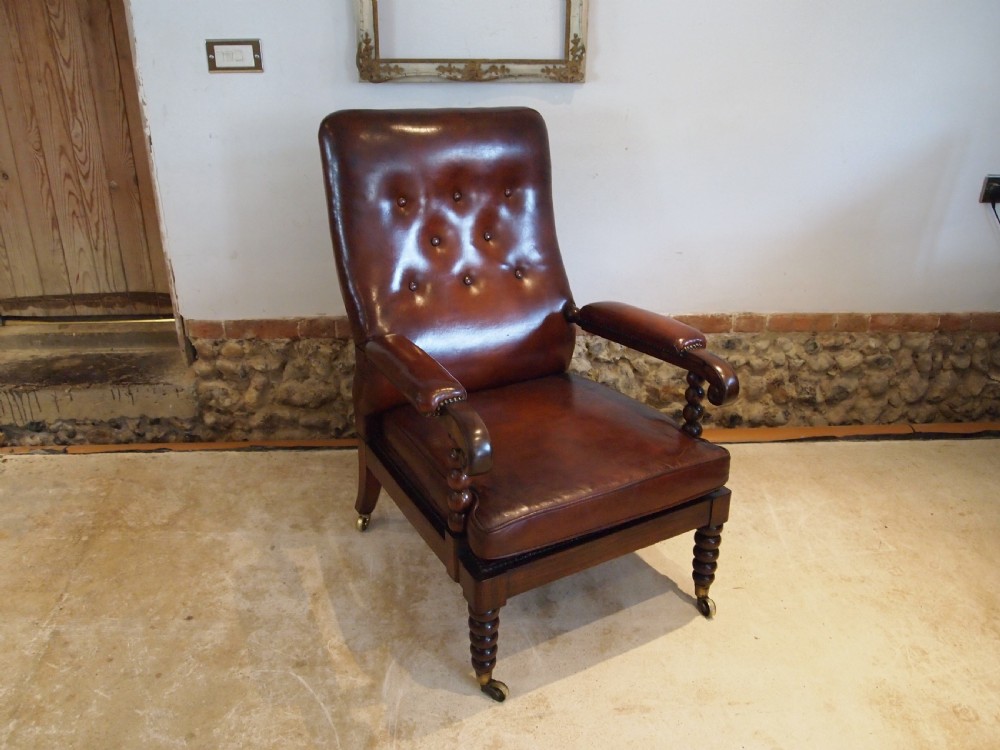 Chair rare beautiful Regency Rosewood bergere library armchair c1820 View XI