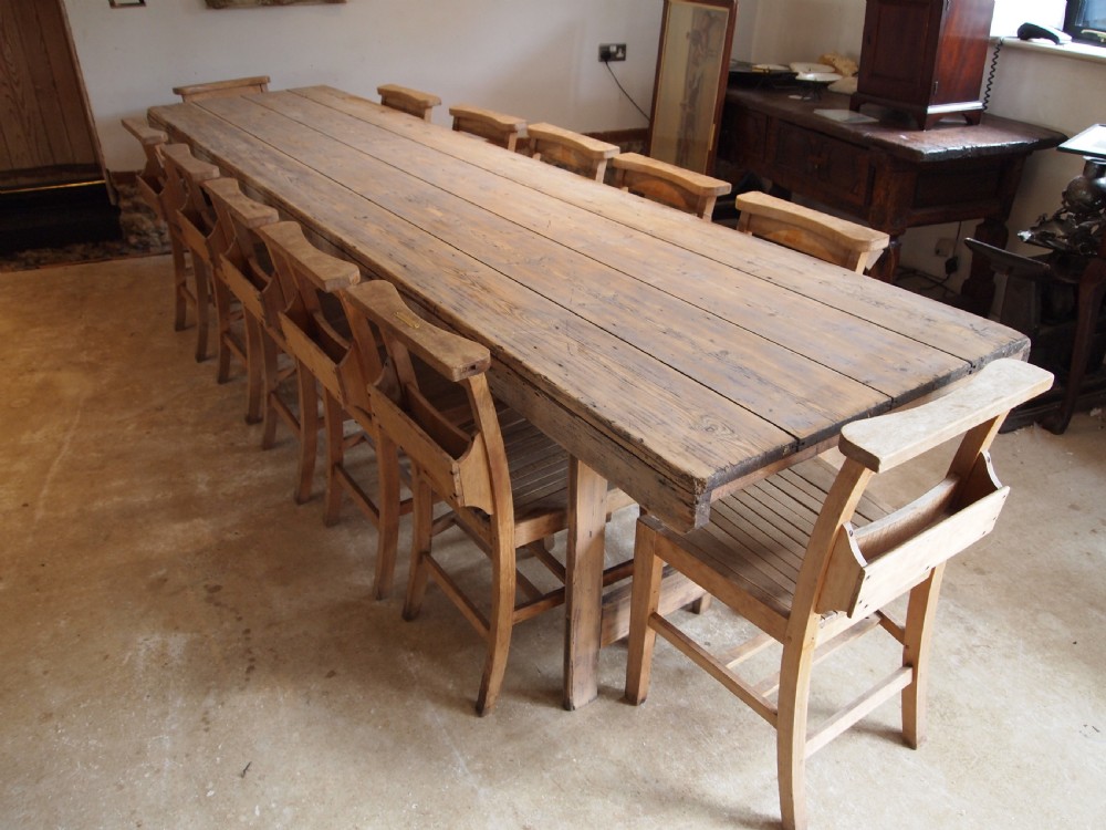Table stunning French Harvest refectory dining farmhouse c1890 View V