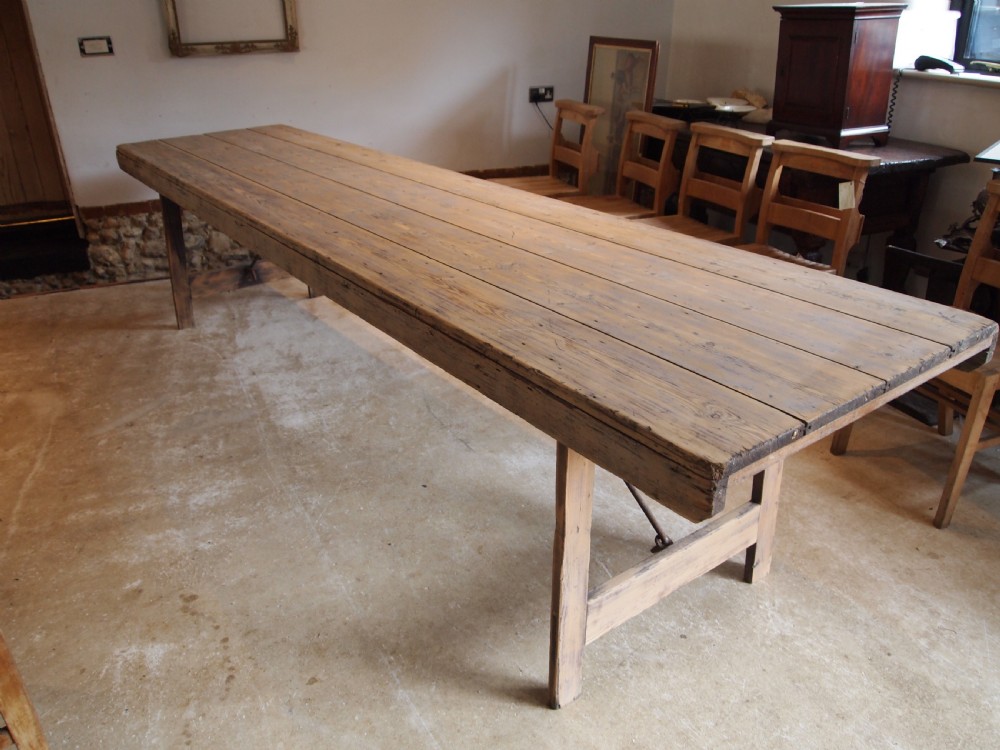 Table stunning French Harvest refectory dining farmhouse c1890 View XII