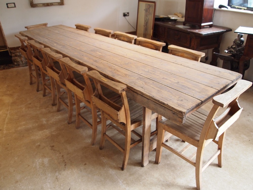 Table stunning French Harvest refectory dining farmhouse c1890 View XV