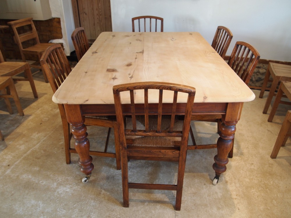 Table Victorian Refectory farmhouse scrub top dining table c1880 View VIII