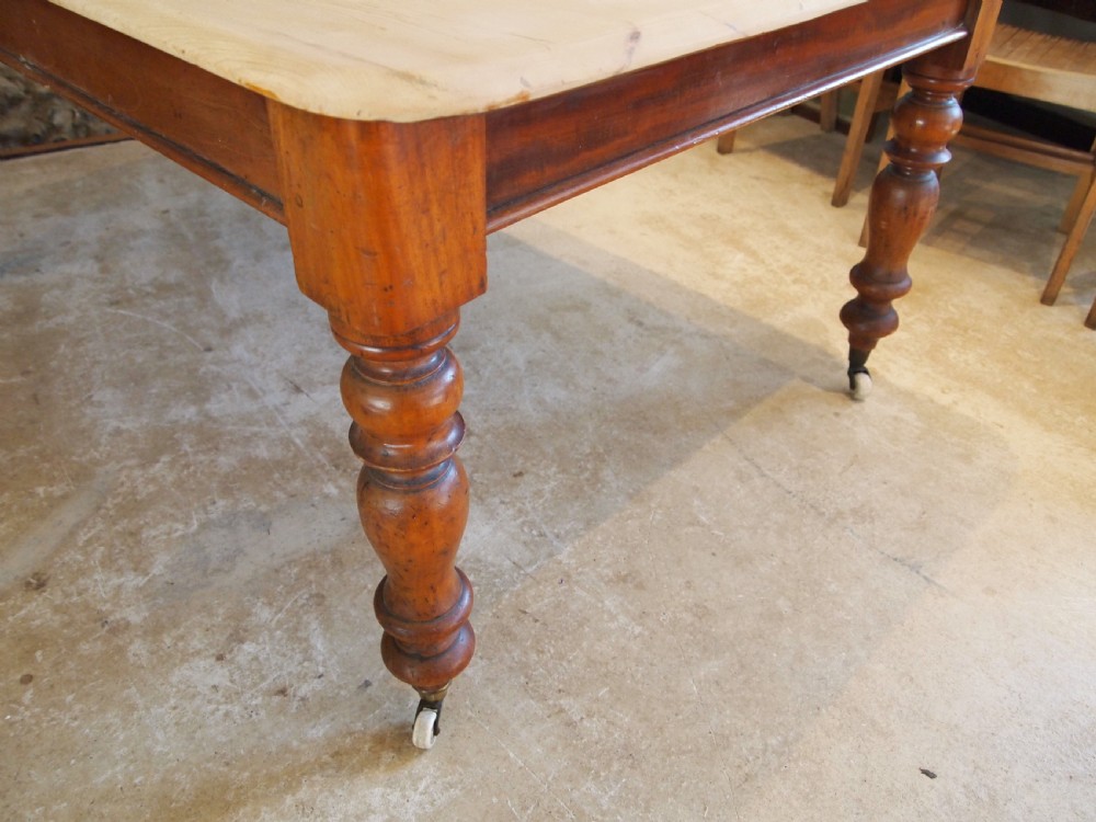 Table Victorian Refectory farmhouse scrub top dining table c1880 View X