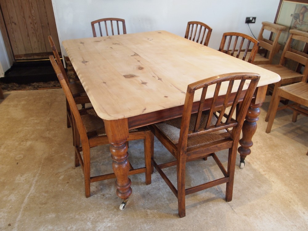 Table Victorian Refectory farmhouse scrub top dining table c1880 View XI