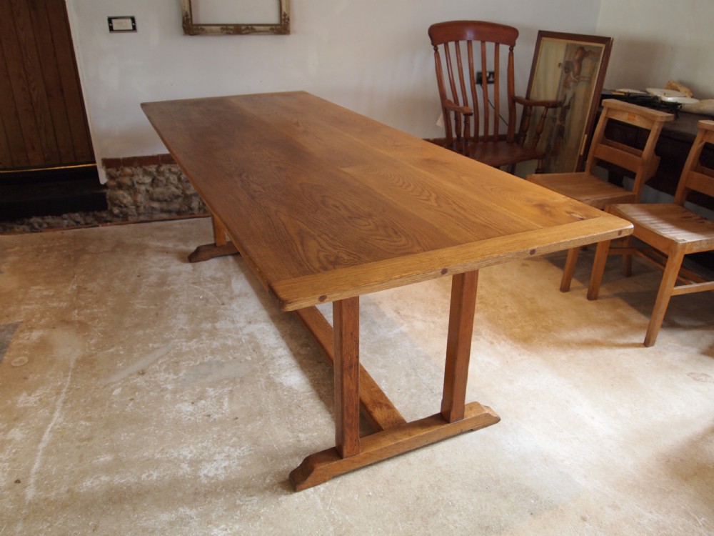Table Arts and Crafts Oak Heals refectory dining Abbotts Bromley school c1910