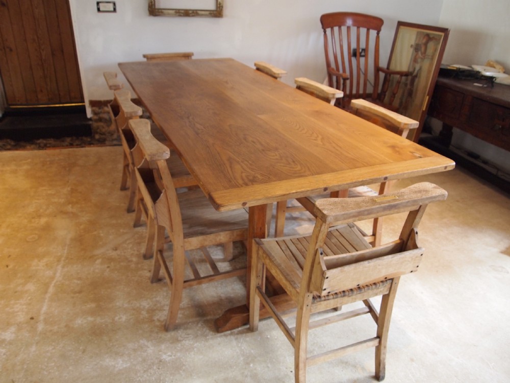 Table Arts and Crafts Oak Heals refectory dining Abbotts Bromley school c1910 View V