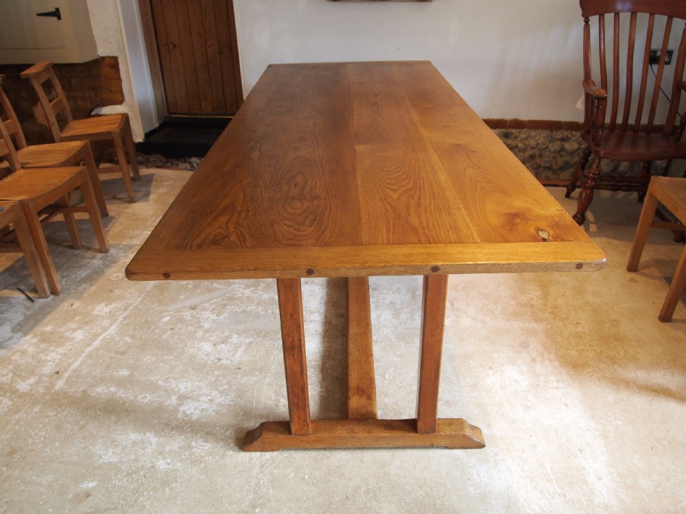 Table Arts and Crafts Oak Heals refectory dining Abbotts Bromley school c1910 View VIII
