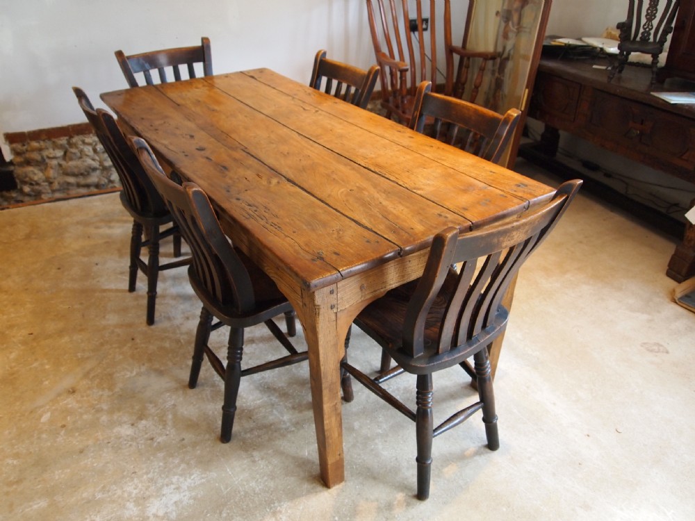 Table rare solid Elm refectory farmhouse dining George III c1790 View II