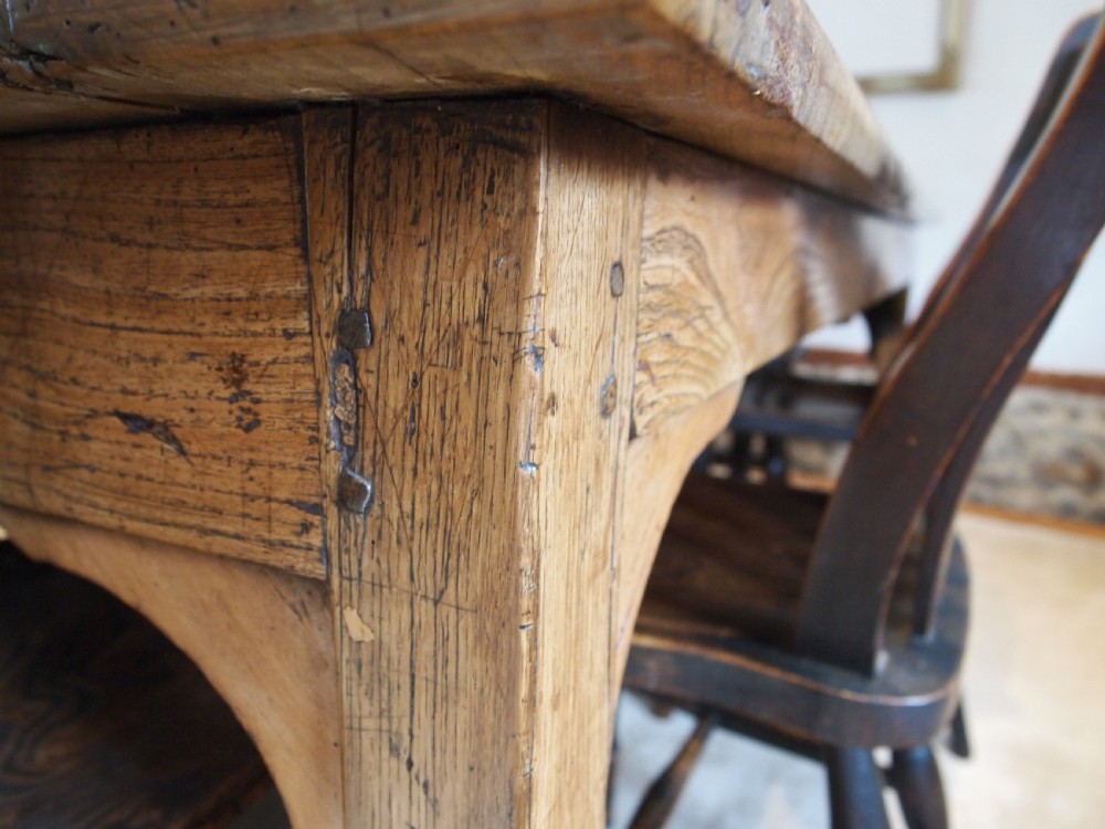Table rare solid Elm refectory farmhouse dining George III c1790 View V