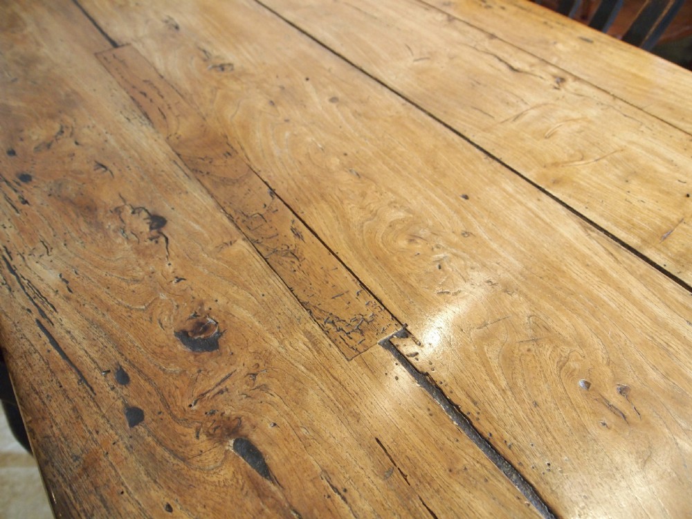 Table rare solid Elm refectory farmhouse dining George III c1790 View VI