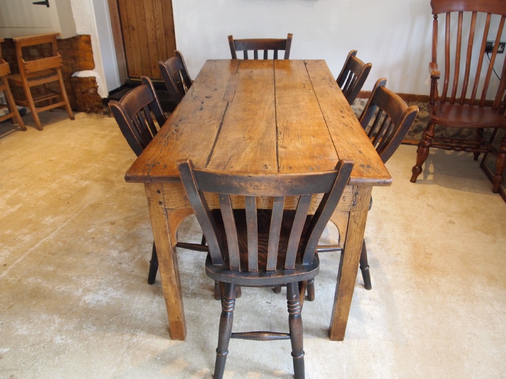 Table rare solid Elm refectory farmhouse dining George III c1790 View XI