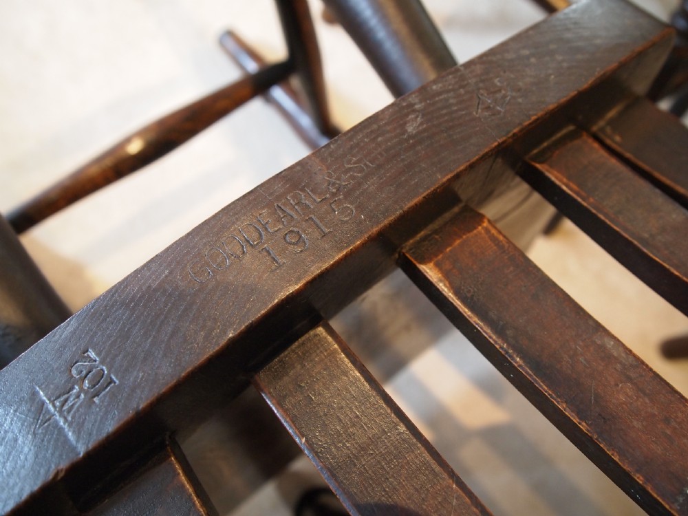 Chairs stunning set of 6 Windsor kitchen chairs dated 1915 Goodearl and sons View II