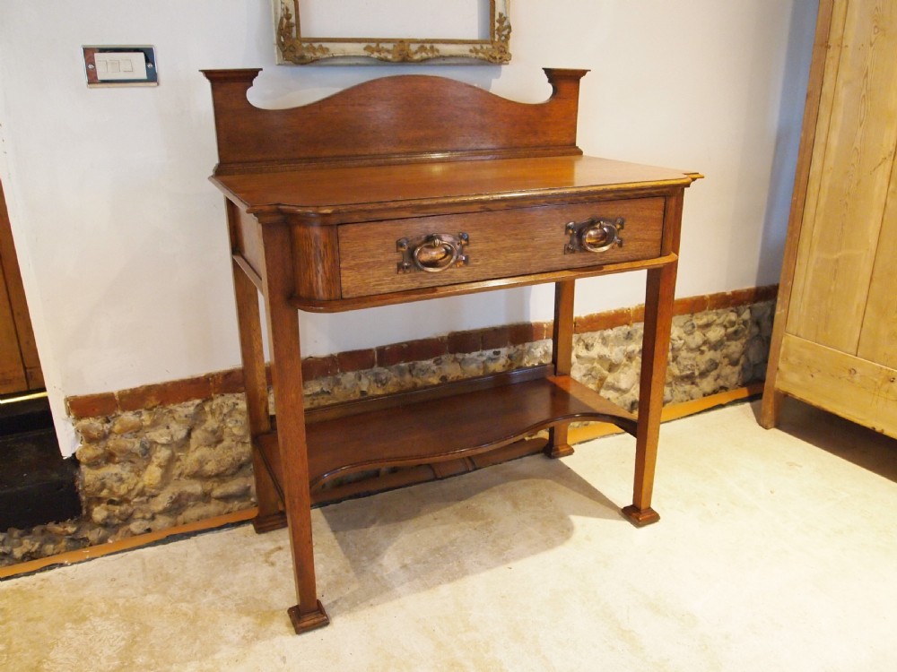 Table Arts and Crafts  Victorian Oak lamp Hall side server c1890