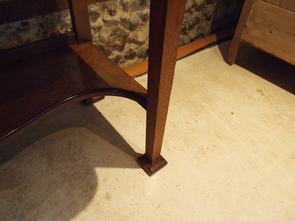 Table Arts and Crafts  Victorian Oak lamp Hall side server c1890 View IV