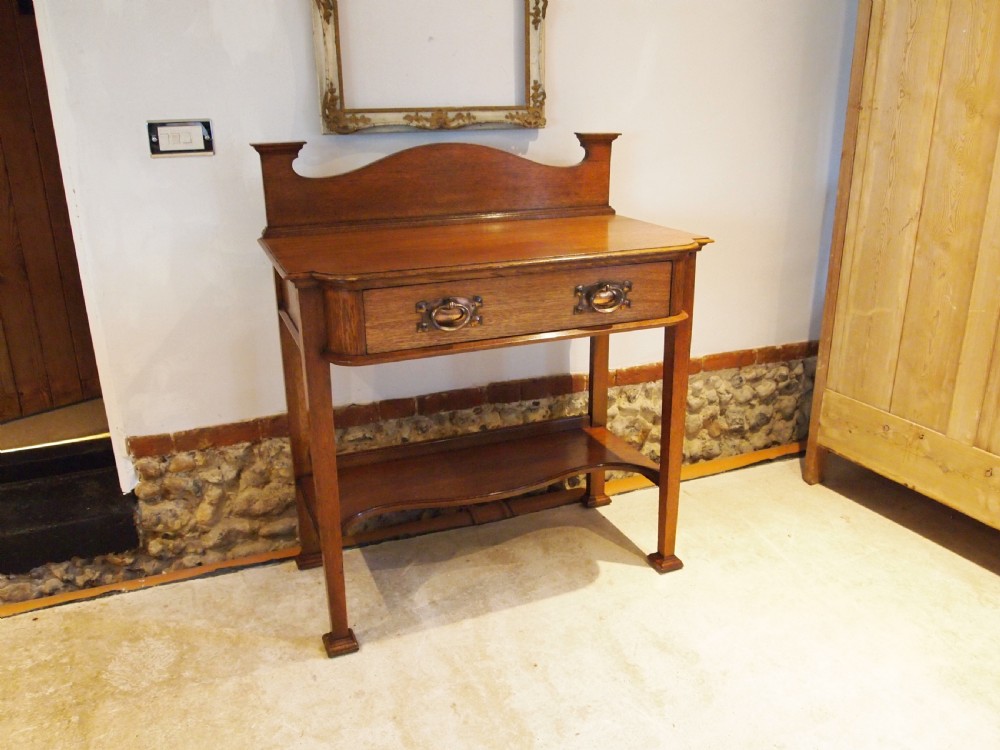 Table Arts and Crafts  Victorian Oak lamp Hall side server c1890 View V