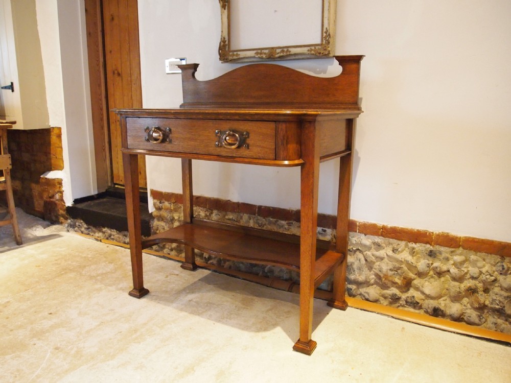 Table Arts and Crafts  Victorian Oak lamp Hall side server c1890 View VIII