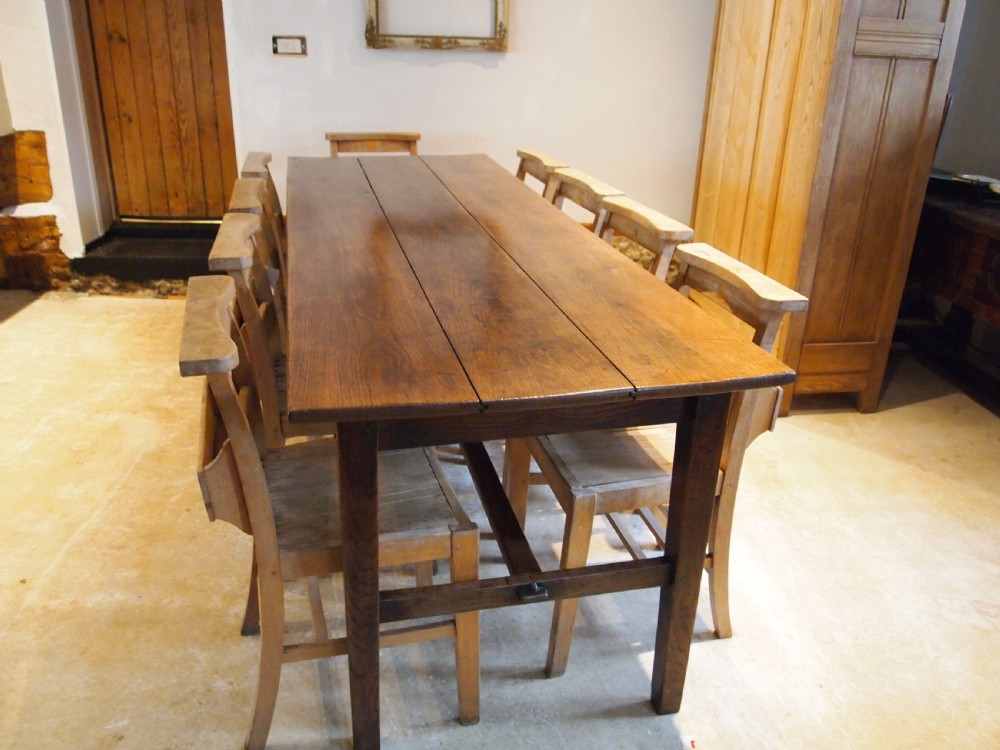 Table outstanding French Oak seats ten refectory dining c1790 View III