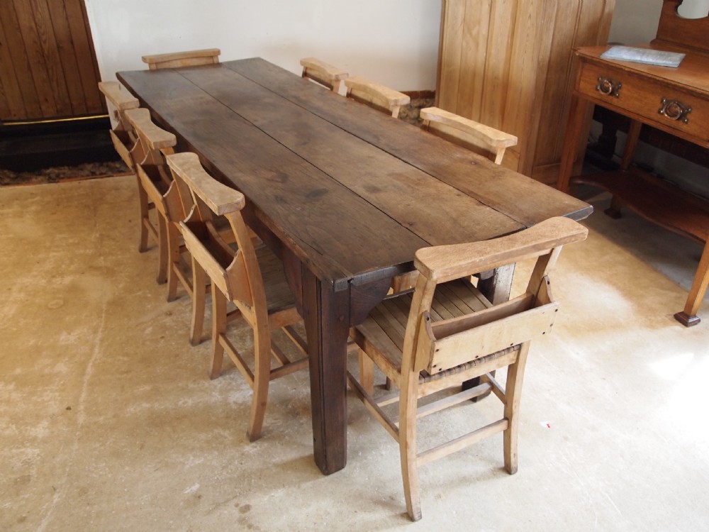 Table rare George II Oak refectory dining seats 8 c1750 View II