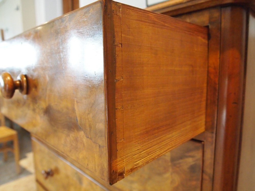 Chest of drawers fine Burr Walnut Victorian c1860 View IV