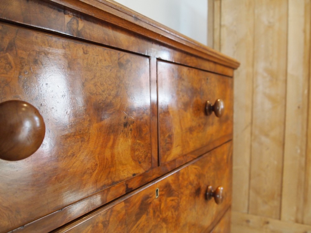 Chest of drawers fine Burr Walnut Victorian c1860 View VI