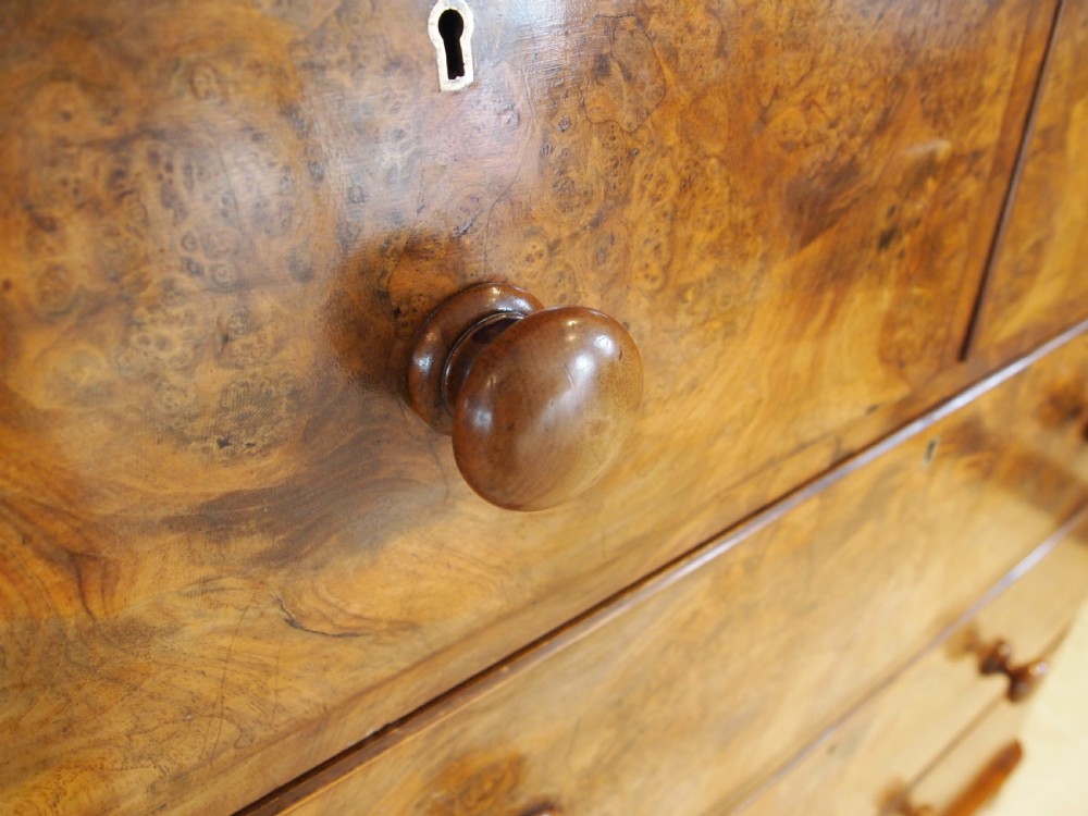 Chest of drawers fine Burr Walnut Victorian c1860 View VII