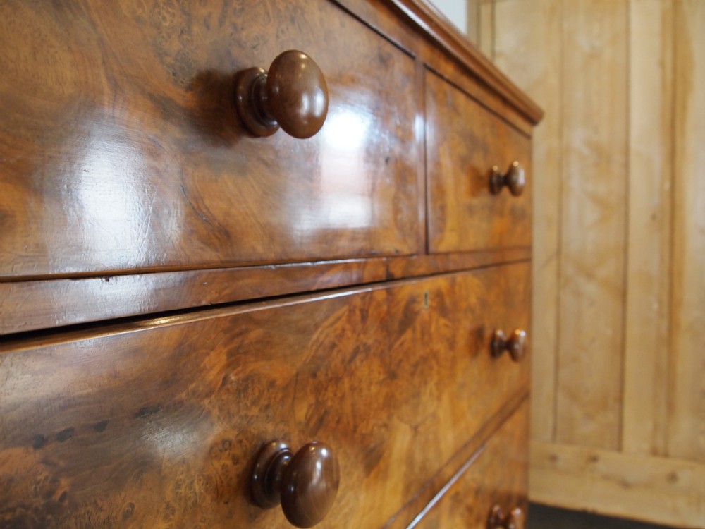 Chest of drawers fine Burr Walnut Victorian c1860 View IX