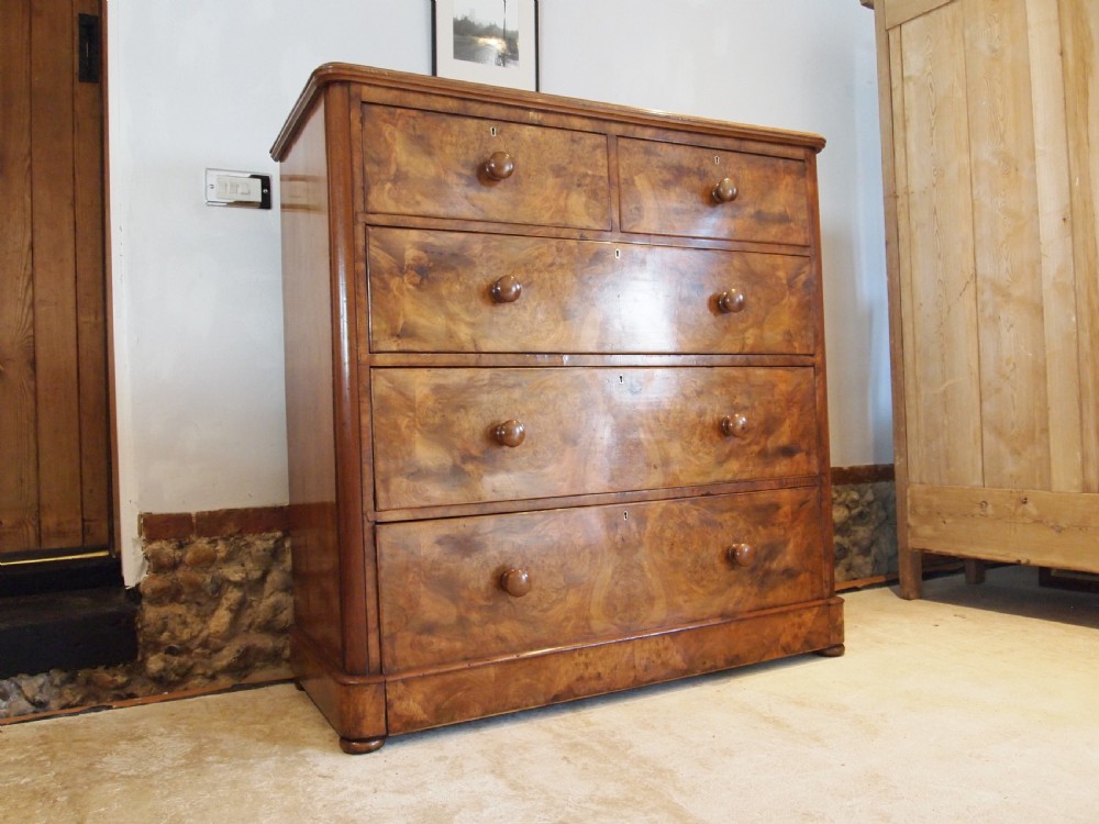 Chest of drawers fine Burr Walnut Victorian c1860 View X
