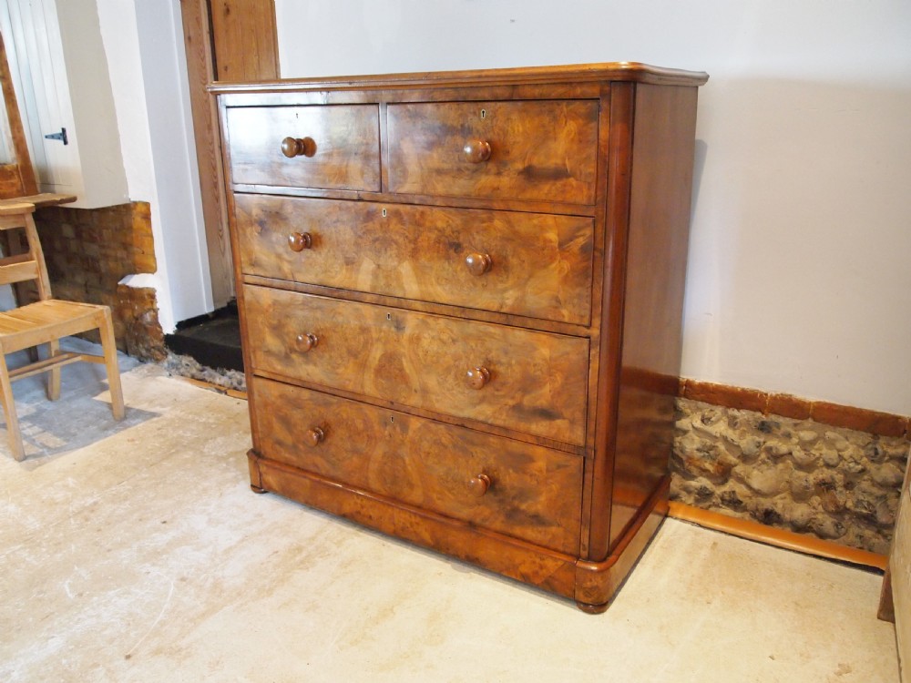 Chest of drawers fine Burr Walnut Victorian c1860 View XI