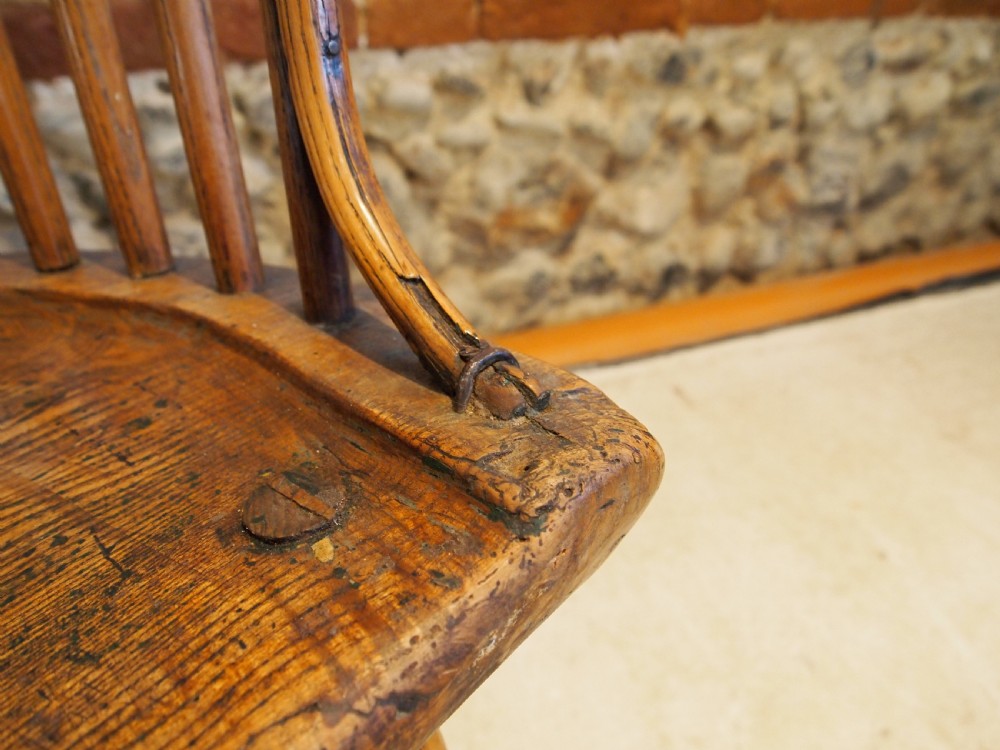 Chair Windsor rare Ash Elm West country primitive c1770 View V