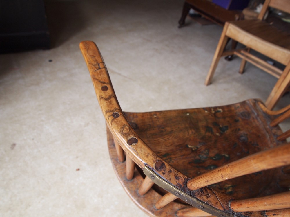 Chair Windsor rare Ash Elm West country primitive c1770 View XII