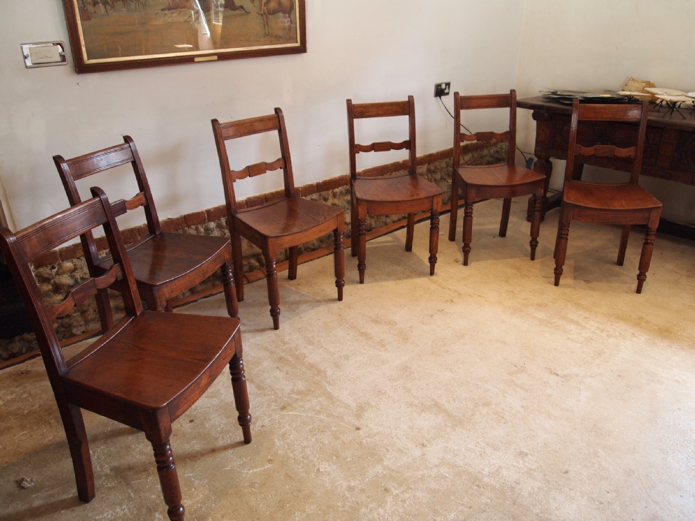 Chairs rare set of six East Anglian bar back solid Elm dining chairs c1820 View III