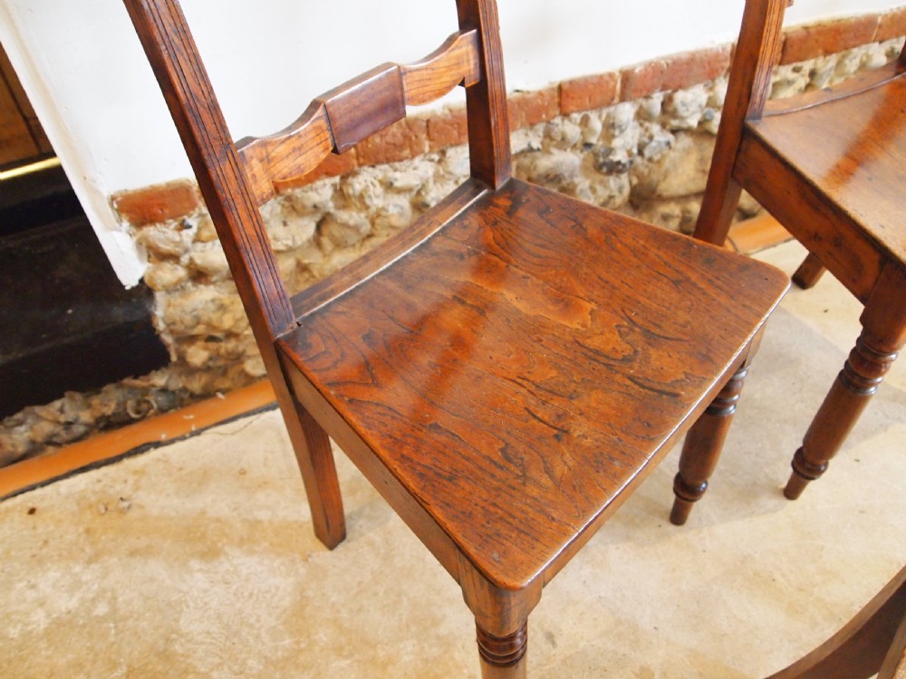 Chairs rare set of six East Anglian bar back solid Elm dining chairs c1820 View IV