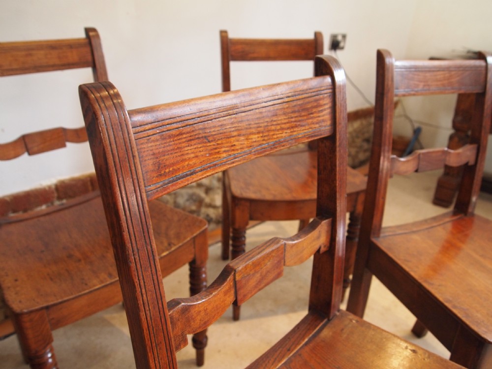 Chairs rare set of six East Anglian bar back solid Elm dining chairs c1820 View IX