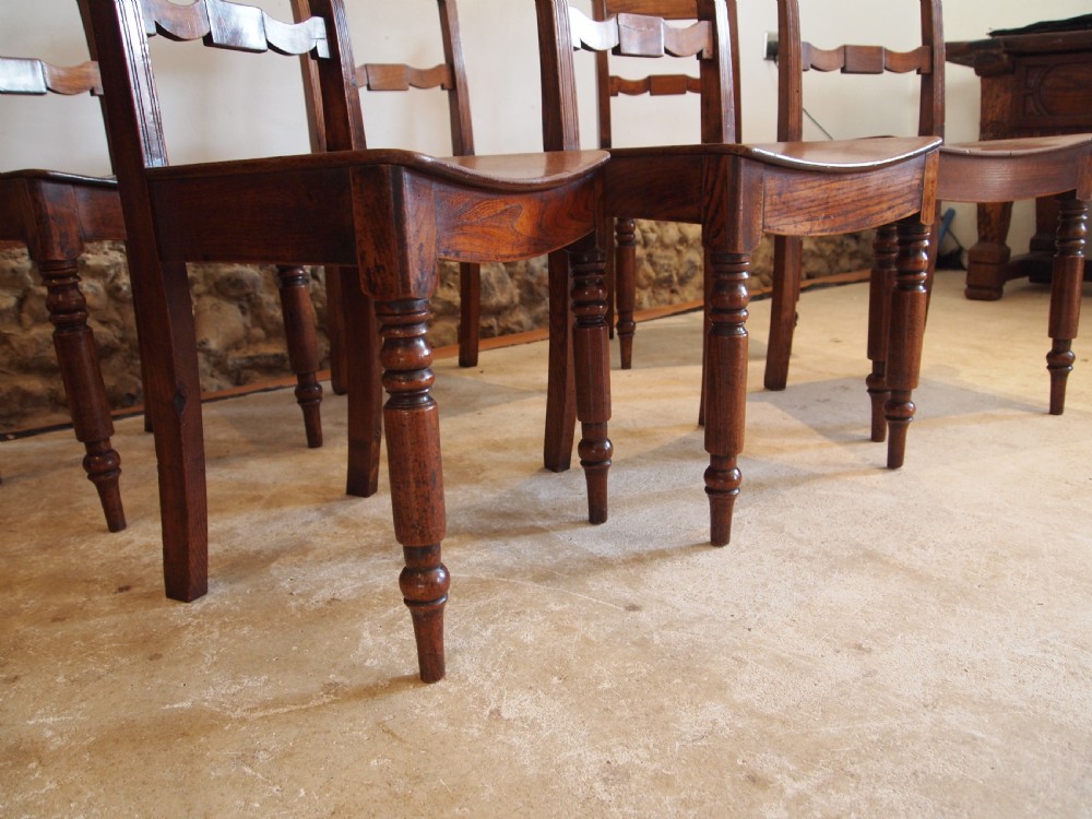 Chairs rare set of six East Anglian bar back solid Elm dining chairs c1820 View X