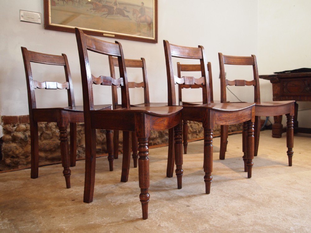 Chairs rare set of six East Anglian bar back solid Elm dining chairs c1820 View XIV