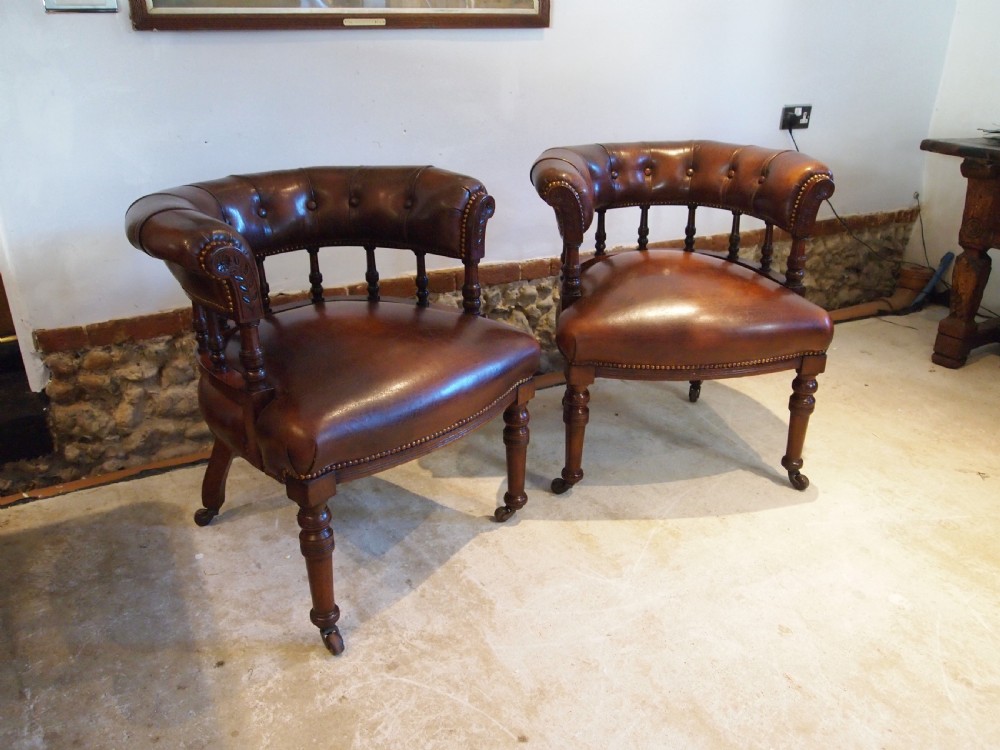 Chairs rare pair of early Victorian Mahogany desk or library chairs c1850 View IV